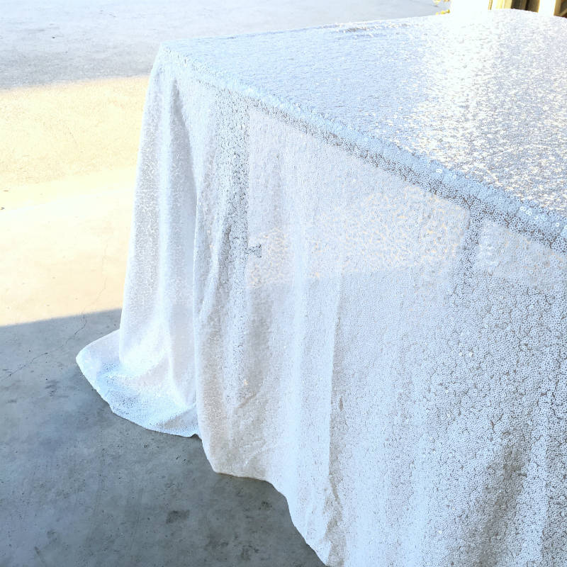 Sequin Tablecloth - White - major and minor - wedding and event hire and planning