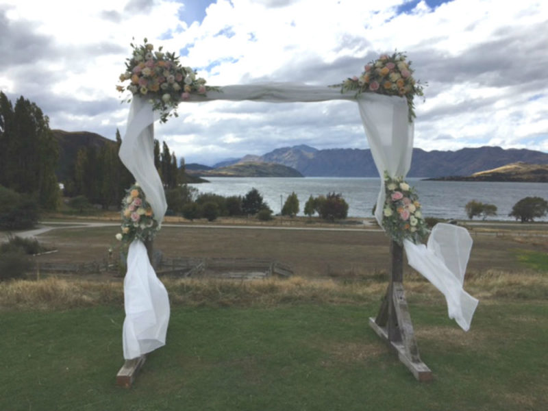 Wooden Arch Full - Dressed - Major and Minor - Wanaka Wedding and Party Hire