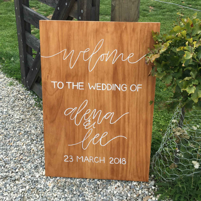Wooden Sign - Welcome to the Wedding of - Wanaka Wedding Hire - Major and Minor Hire