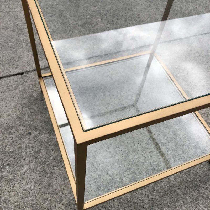 Glass Brass Table Close up Square