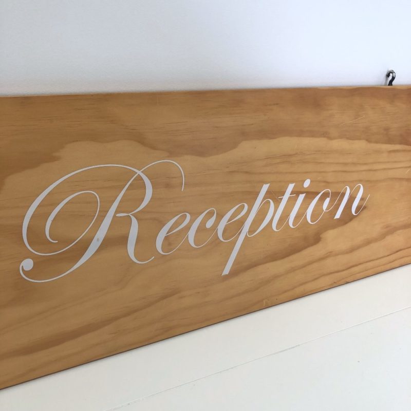 Reception Sign | Close Up | Wanaka Weddings and Events | Major and Minor Hire