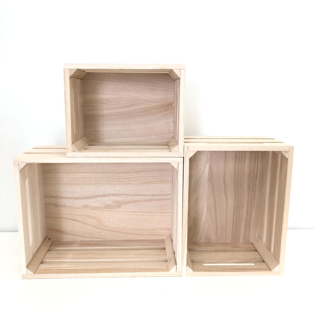 Wooden Crates | Blonde Wood | Sizes | Wanaka Weddings and Events | Major and Minor Hire