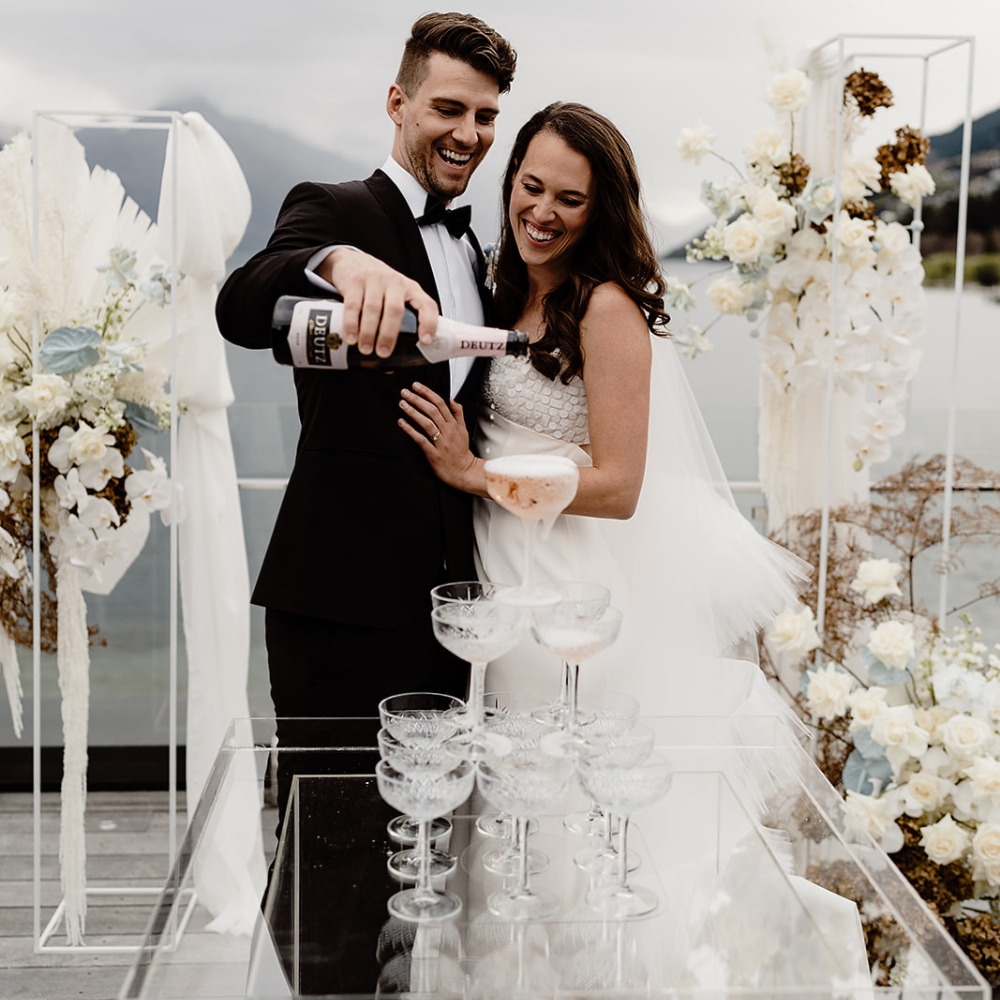 Champagne Stand Acrylic Dressed Major and Minor Hire Wanaka