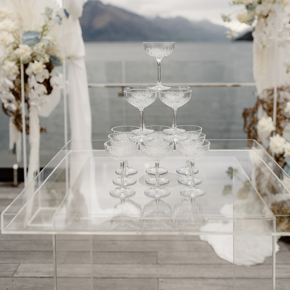 Champagne Stand Acrylic Major and Minor Hire Wanaka