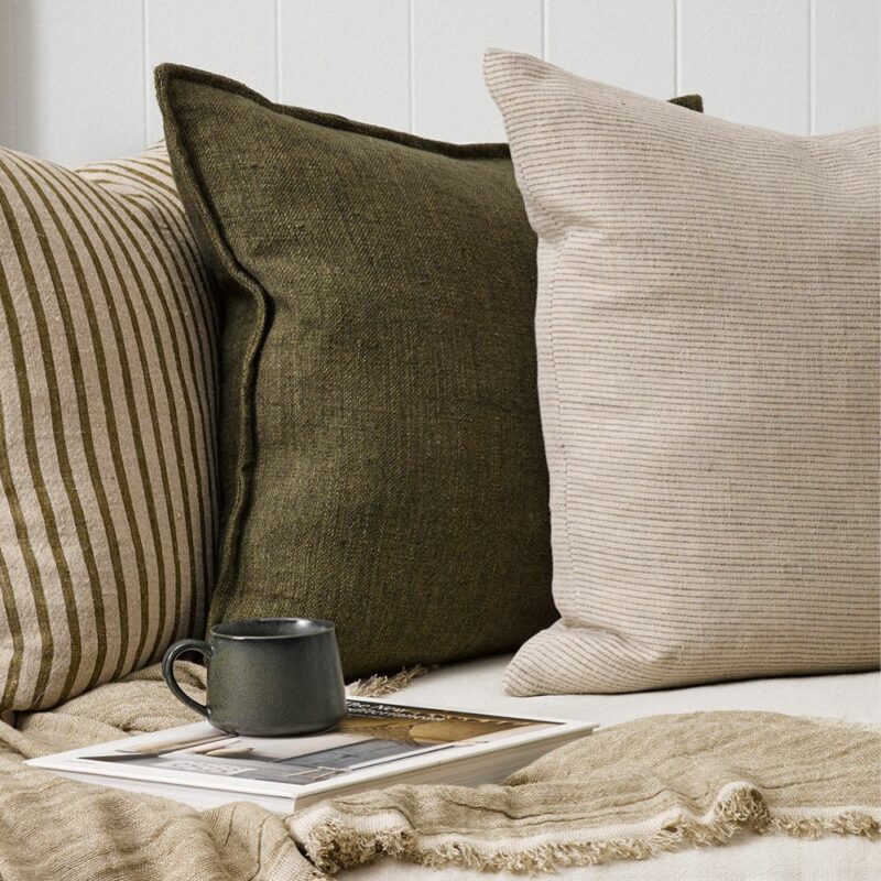 Flaxmill Cushion Moss Dressed Major and Minor Hire Wanaka