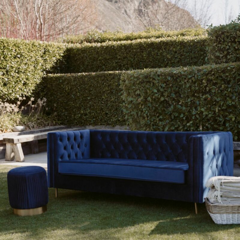 Manhattan Velvet Sofa Dressed Major and Minor Hire Wanaka