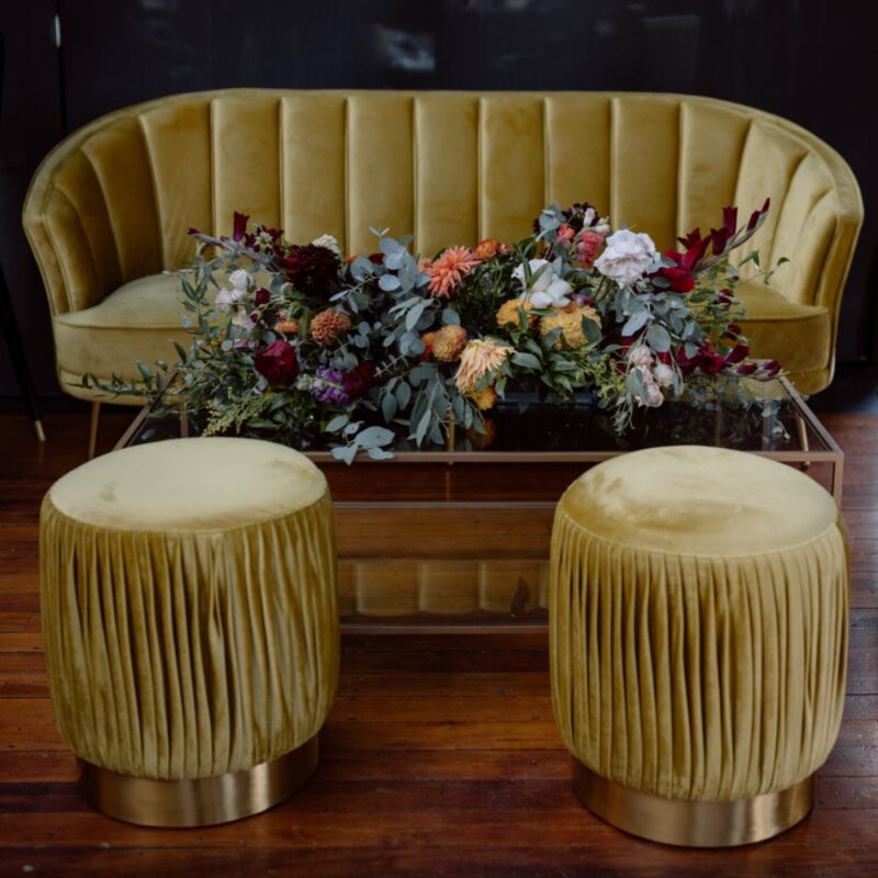 Ritz Ottoman Gold Dressed Major and Minor Hire Wanaka