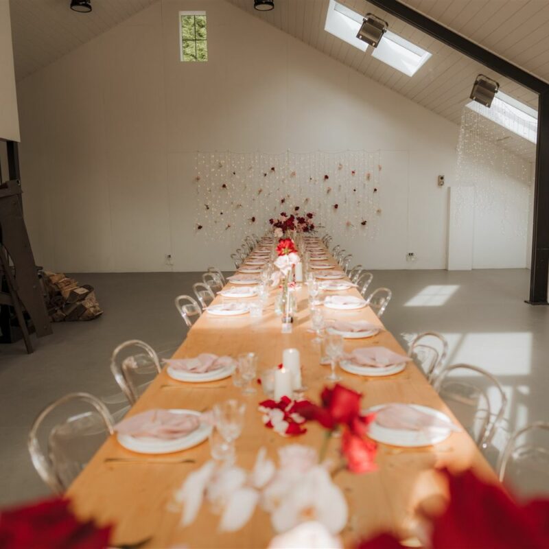 Wooden Dining Table Dressed Major and Minor Hire Wanaka