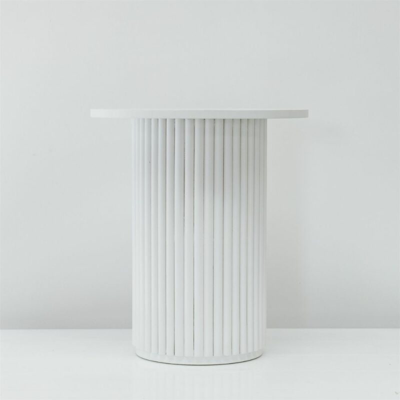 Fluted Side Table White Major and Minor Hire Wanaka Wedding Hire Queenstown