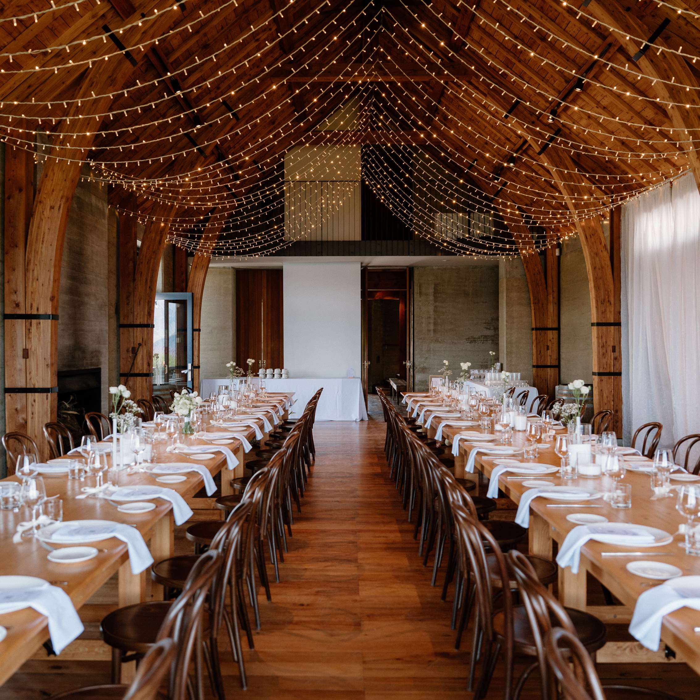 Wooden Dining Table Dressed Major and Minor Hire Wanaka Queenstown Event Hire