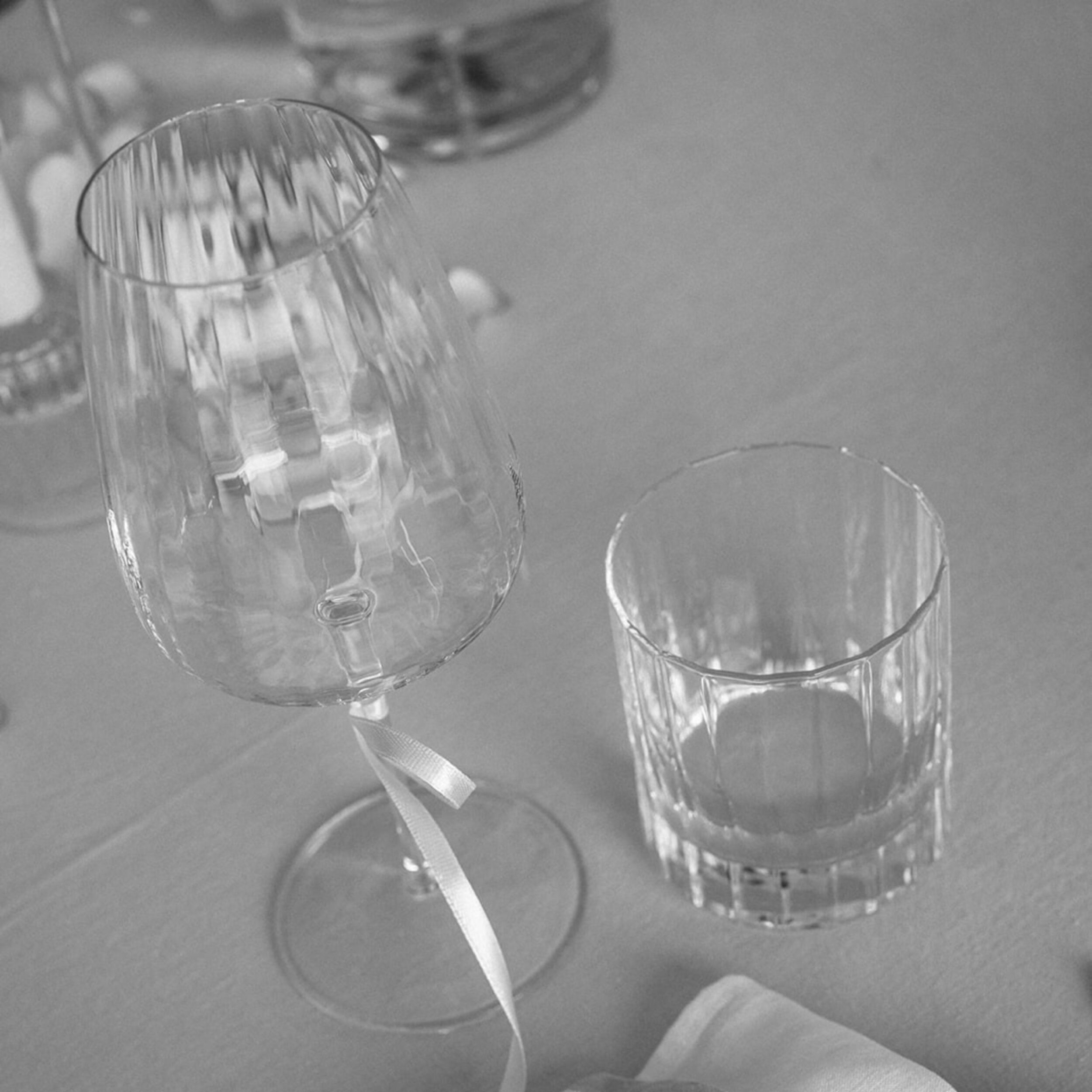 Fluted Wine Glass Dressed Major and Minor Hire Wanaka