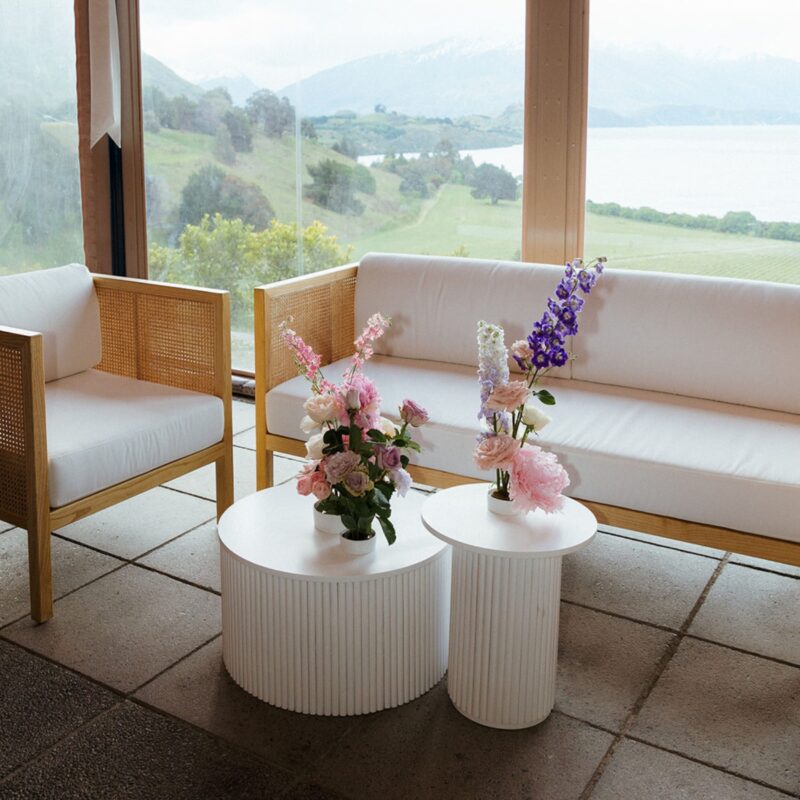 Rattan Armchair Dressed Major and Minor Hire Wanaka
